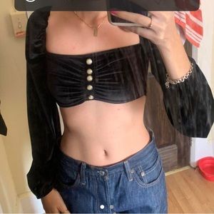 Nasty gal going out velvet cropped long sleeve